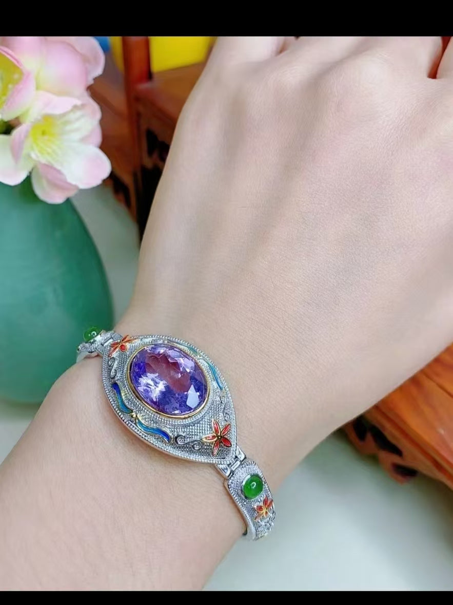 Chinese style purple air coming from the east enamel bracelet