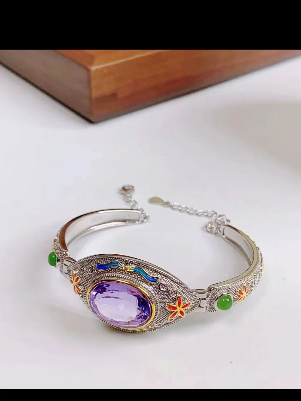 Chinese style purple air coming from the east enamel bracelet