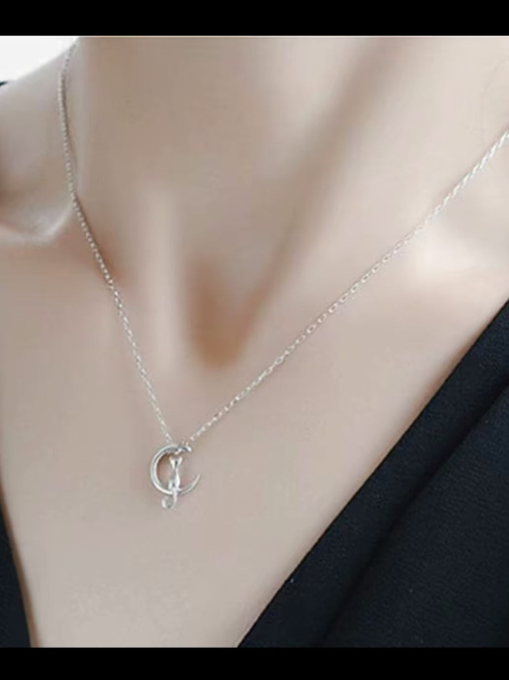 Moon Cat Clavicle Necklace