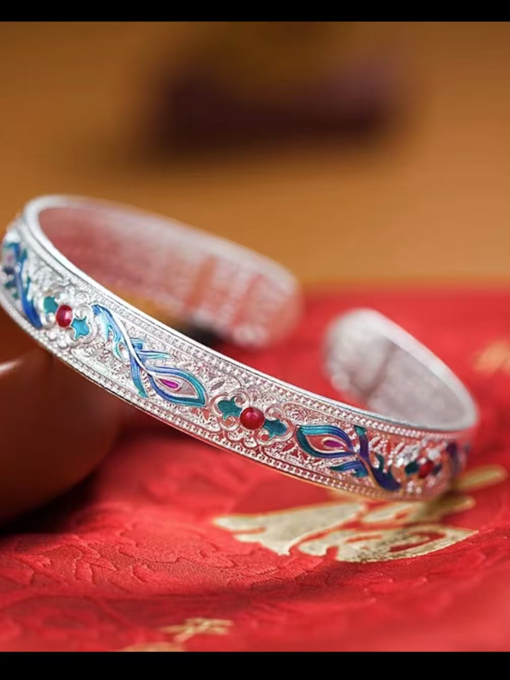 Enamel Heart Sutra Phoenix Bracelet