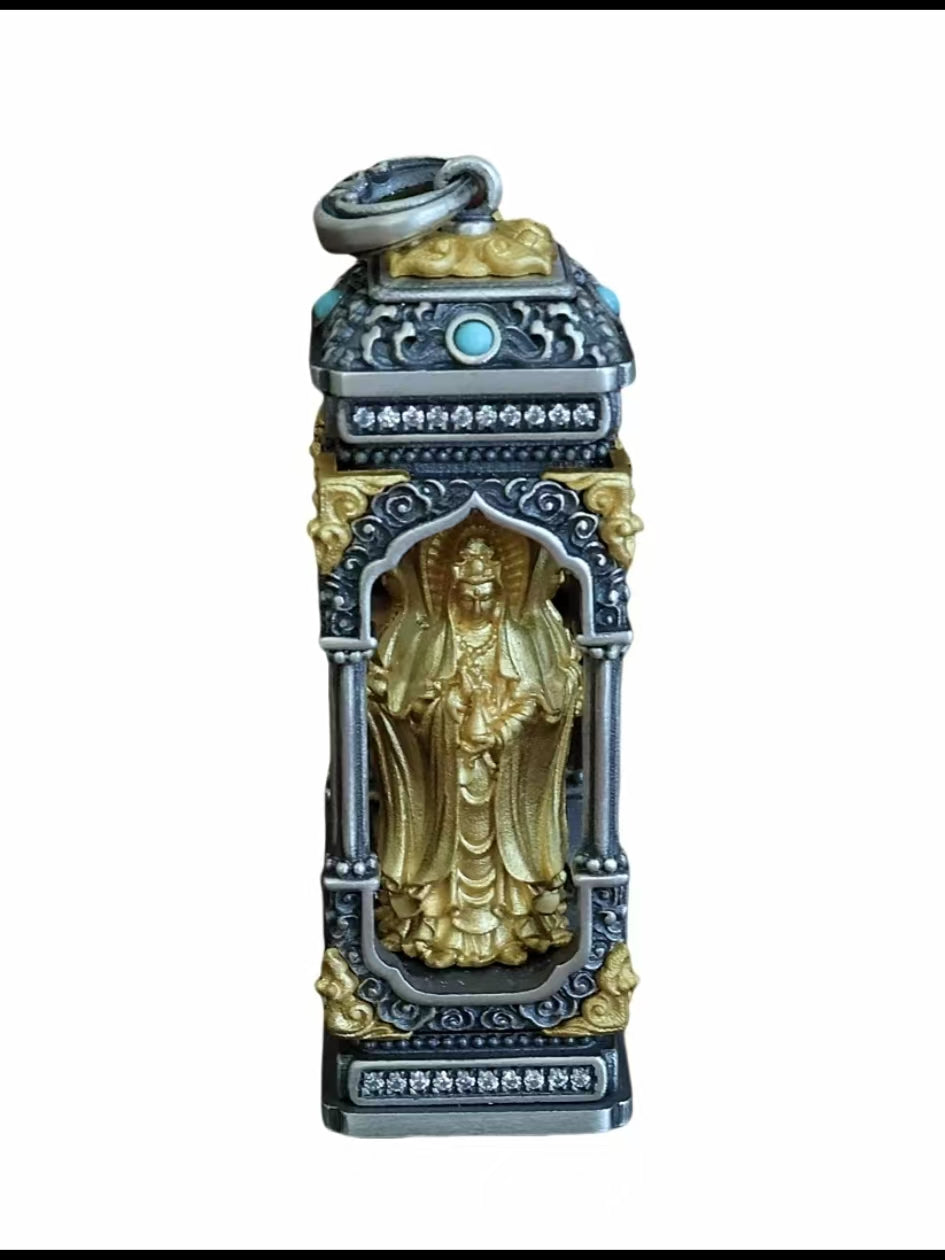 Four-sided Guanyin rotating necklace pendant