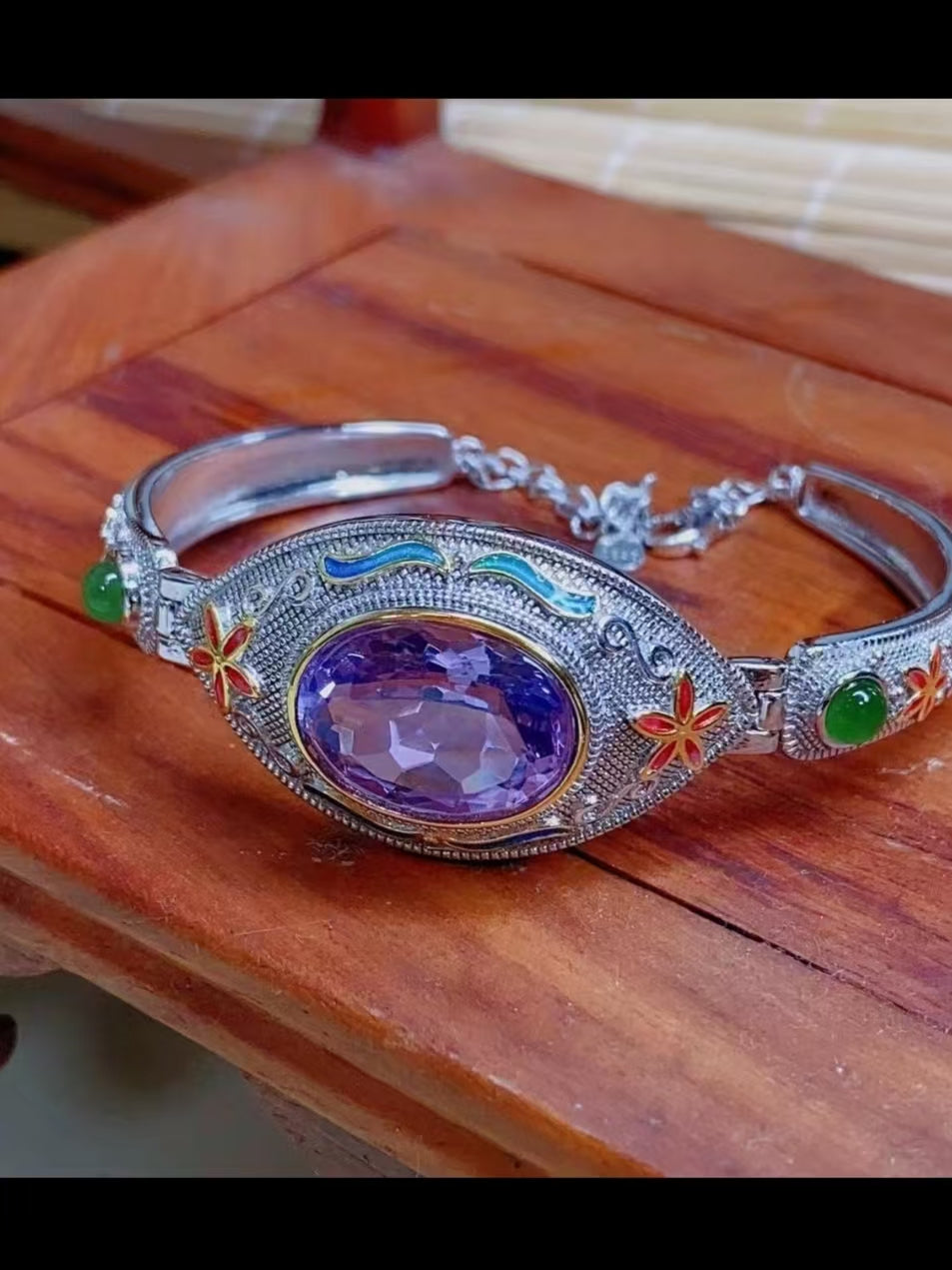 Chinese style purple air coming from the east enamel bracelet