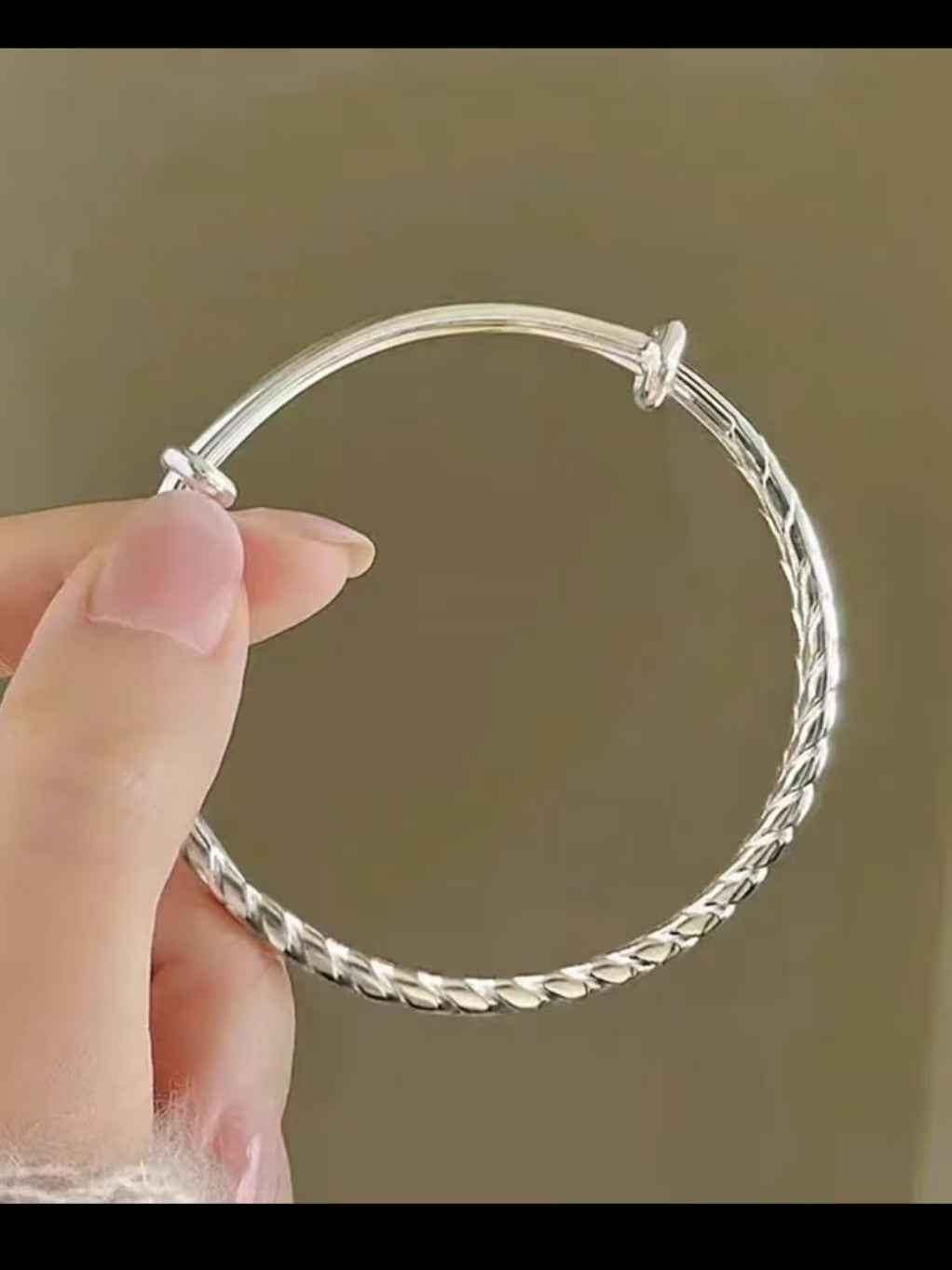 Wheat ear silver push-pull open bracelet