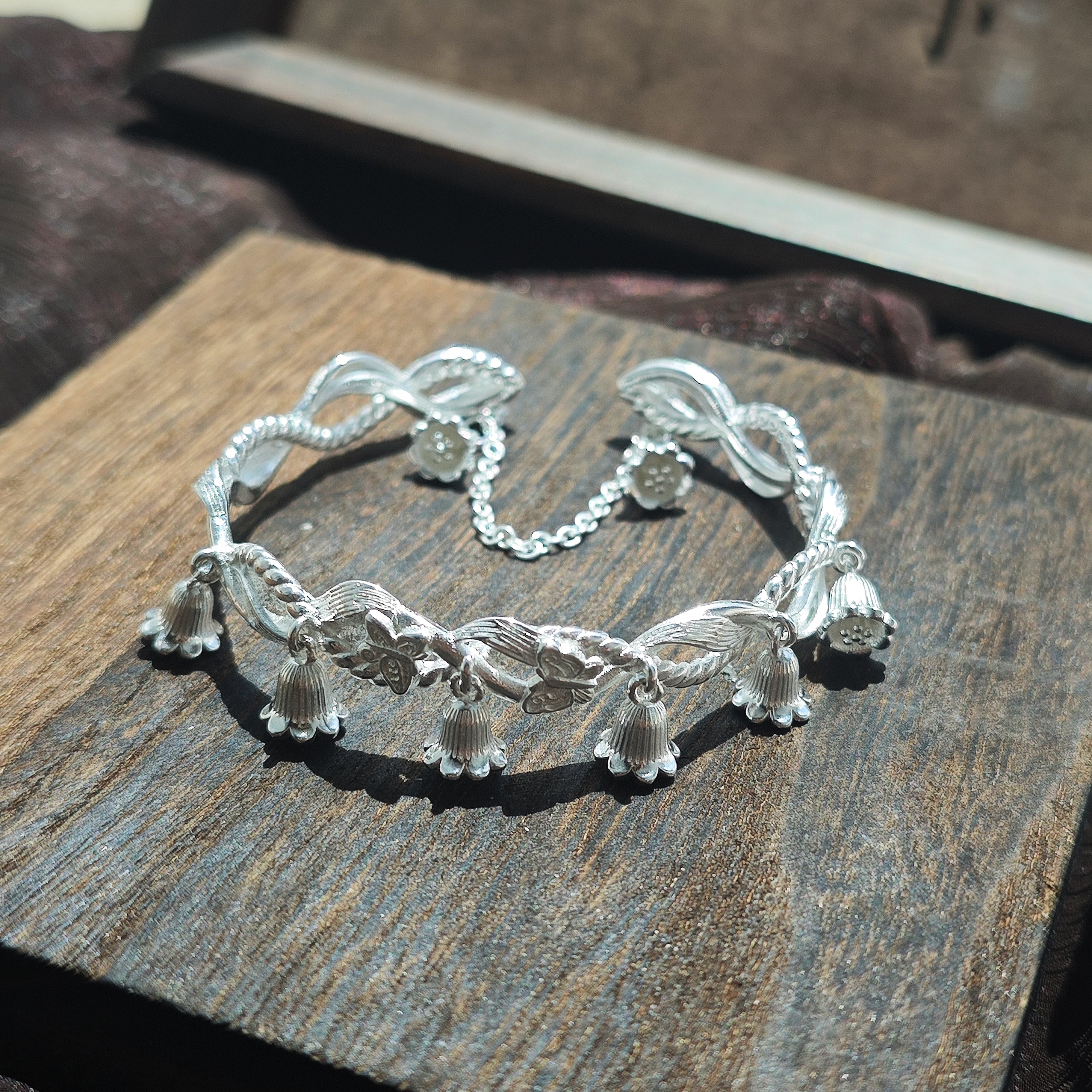 Silver Bell Orchid Bracelet