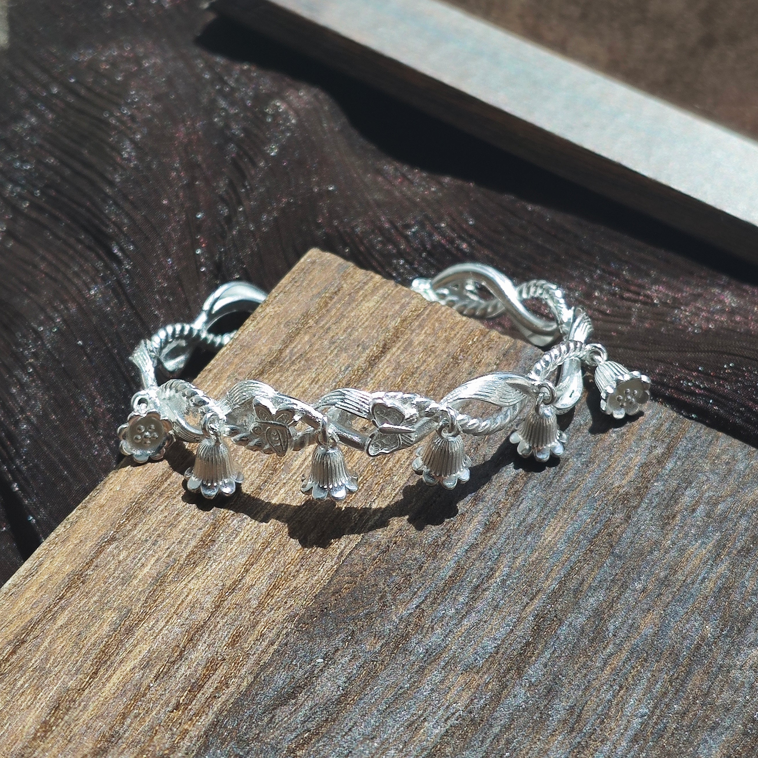 Silver Bell Orchid Bracelet