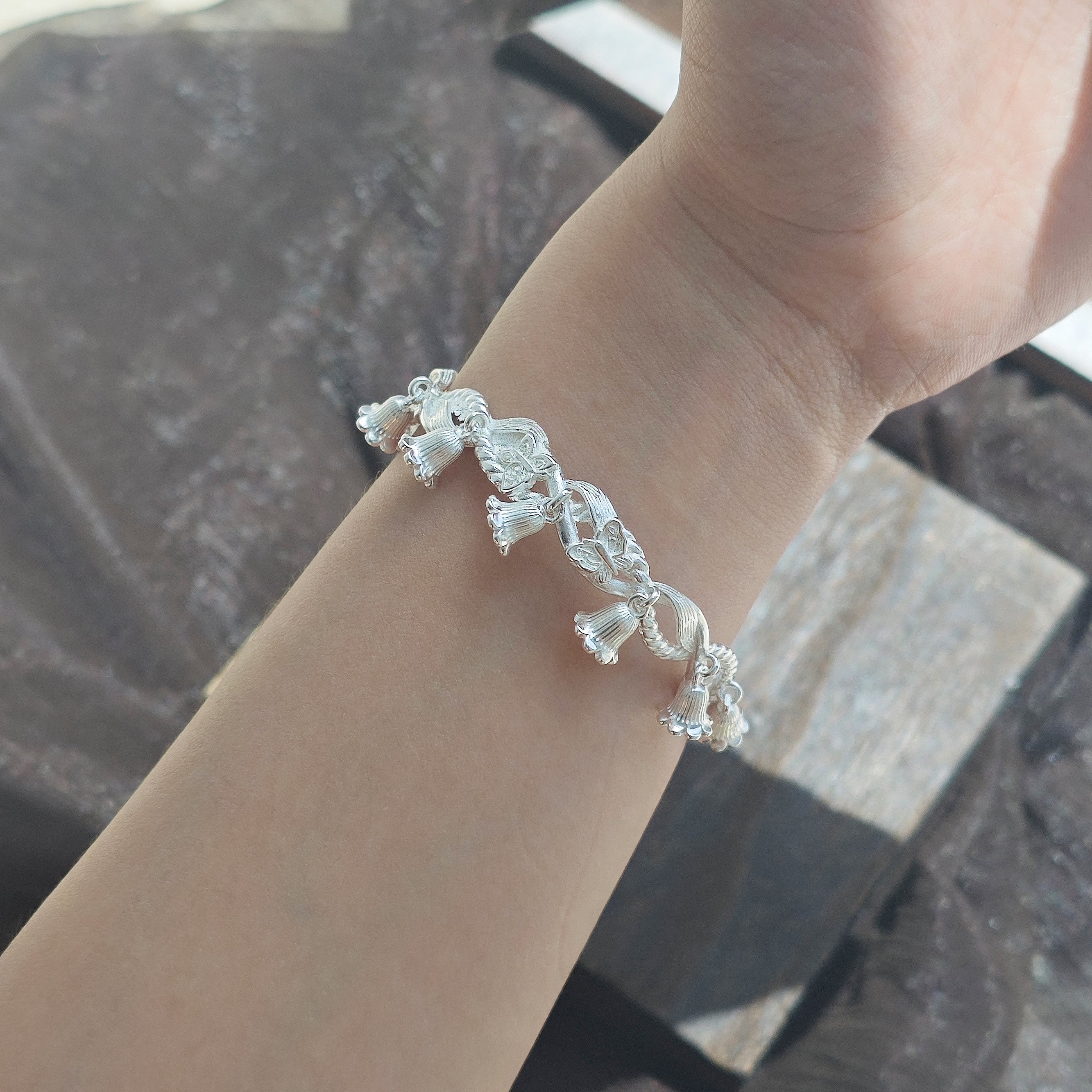 Silver Bell Orchid Bracelet